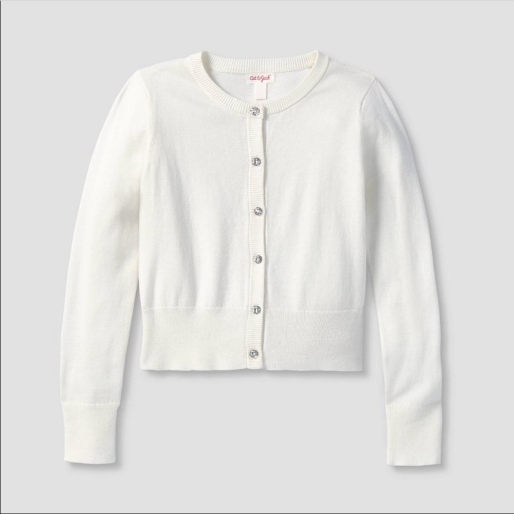 Cat & Jack Cream Button Down Cardigan size Medium 7/8
